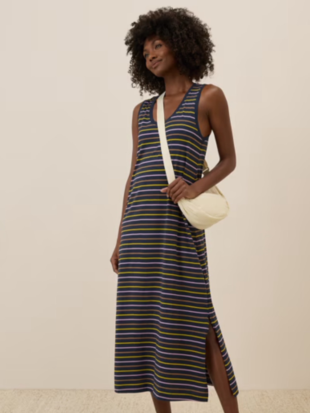 Pact Women's Softspun Tank Midi Dress in La Jolla Size Medium